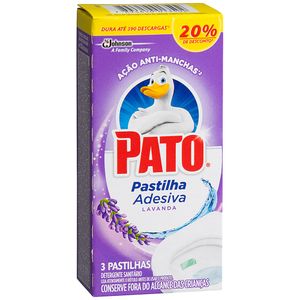 Conjunto com 3 Pastilhas Adesivas Sanitárias Pato Lavanda Embalagem Promocional