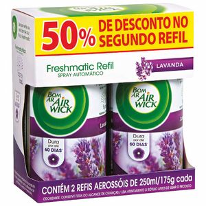 Conjunto Refis Aerossóis Air Wick Freshmatic Bom Ar 250ml 2 unidades Embalagem Promocional