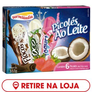 Picolés ao Leite Sorvelândia 6 unidades 312g