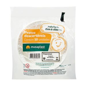 Prato Descartável Fundo Branco 15cm Minaplast 10 unidades