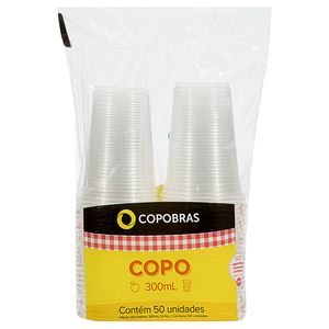 Copo Plástico Descartável Transparente 300ml Copobras 50 unidades