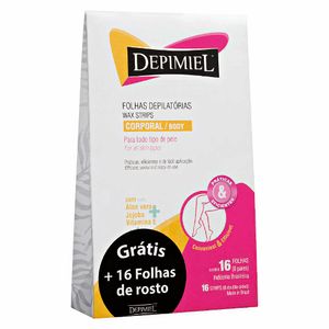 Folhas Depilatórias Corporal Depimiel com Aloe Vera Jojoba e Vitamina E 16 unidades