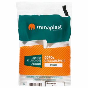 Copo Plástico Descartável Branco 10199 Minaplast 200ml 50 unidades