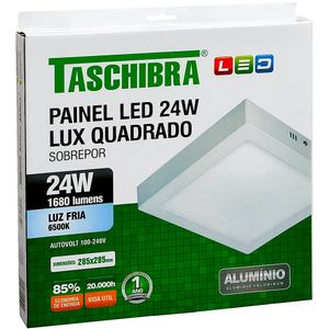 Painel LED Lux Quadrado 1680 Lumens Luz Fria Taschibra 24W 285x285mm