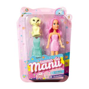 Boneca Turma da Manu com Vestido e Bichinho Polibrinq