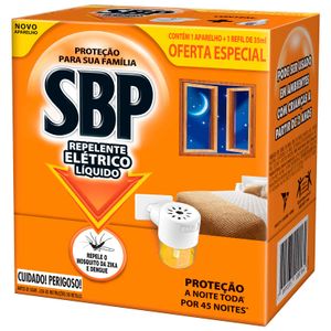 Inseticida Líquido Elétrico SBP 45 Noites Refil 35ml + Aparelho