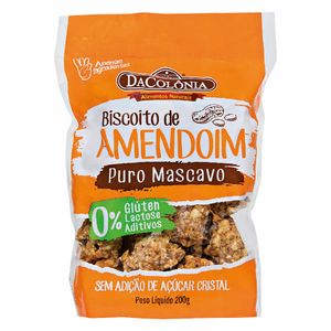 Biscoito de Amendoim Puro Mascavo Sem Glúten DaColônia 200g