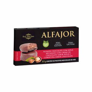 Alfajor de Chocolate com Avelã Sem Glúten e Lactose Vegano Seu Divino 80g