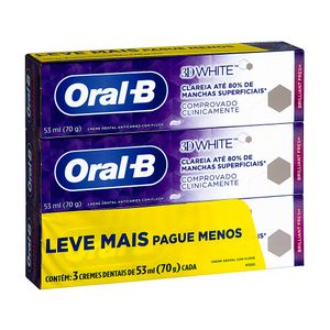 Conjunto com 3 Cremes Dentais Oral-B 3D White 70g