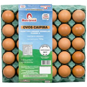 Ovos Vermelhos Caipira Grandes Aves Livres Nutriovos 30 unidades