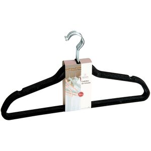 Conjunto de Cabides de Veludo Preto Design Collection Marchand 5 peças