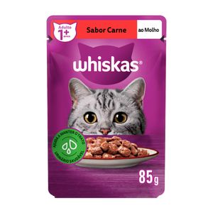 Ração Úmida para Gatos Whiskas Carne ao Molho 1+ Anos Sachê 85g