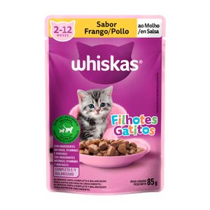 Ração Úmida para Gatos Whiskas Filhotes Frango com Molho Sachê 85g