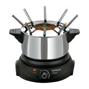 Conjunto Panela Elétrica Preta para Fondue 9 Peças Le Gourmet Inox Mondial 127V