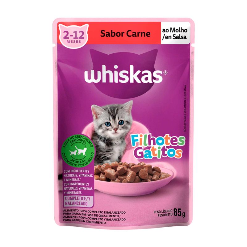 Racao-Umida-para-Gatos-Filhotes-Whiskas-Carne-ao-Molho-Sache-85g-Zaffari-00