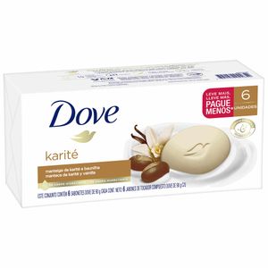 Conjunto com 6 Sabonetes Dove em Barra Karité 90g