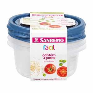 Conjunto Potes Plásticos SR110/4C Sanremo 620ml 3 Unidades