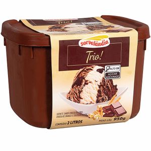 Sorvete Trio de Chocolate Suíço, Branco e Black Sorvelândia 2 Litros