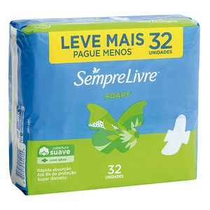 Absorvente Sempre Livre com Abas Adapt Suave 32 unidades Embalagem Promocional