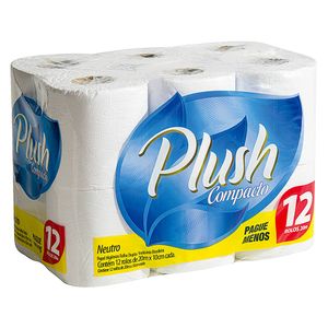 Papel Higiênico Folha Dupla Plush Compacto 12 Rolos 20m