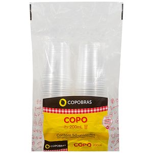 Copo Plástico Descartável Transparente 200ml Copobras 50 unidades