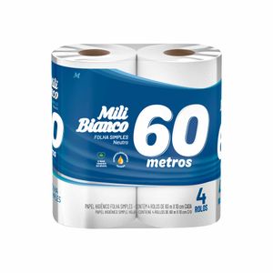 Papel Higiênico Folha Simples Mili 4 Rolos 60m