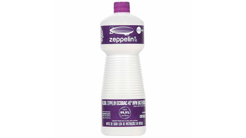 Álcool Líquido Lavanda Zeppelin Ecobac 46° INPM 1 Litro - Zaffari