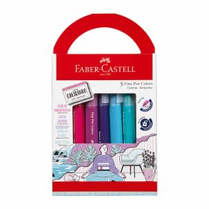 Canetas Fine Pen com Aromas Ponta Fina Faber-Castell 5 Cores