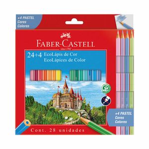 Lápis de Cor Ecolápis 24 Cores + 4 Cores Pastel 120124+4P Faber-Castell