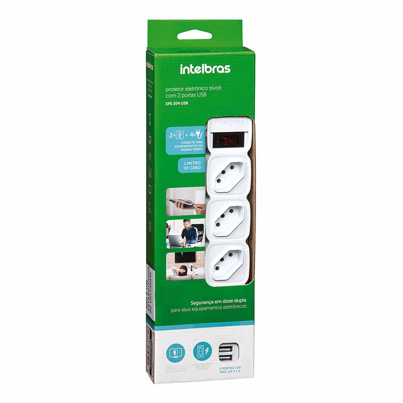 Protetor-Eletronico-Branco-EPE204-com-4-Tomadas-e-2-Portas-USB-Intelbras-Bivolt-Zaffari-00