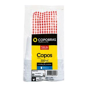 Copo Plástico Descartável Branco ABNT 200ml Copobras 50 unidades