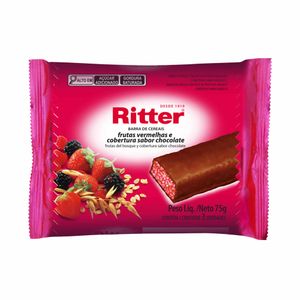 Barra de Cereal Frutas Vermelhas e Cobertura de Chocolate Ritter 75g 3 unidades