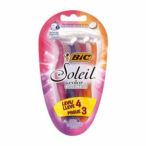 Aparelho de Barbear Bic Soleil Color Collection com 4 unidades Embalagem Promocional