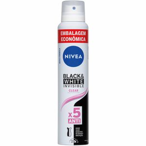 Desodorante Aerossol Antitranspirante Nivea Black & White Invisible Clear 200ml Embalagem Econômica