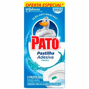 Conjunto com 3 Pastilhas Adesivas Sanitárias Pato Fresh Embalagem Promocional