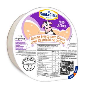 Ricota Fresca Zero Lactose Santa Clara