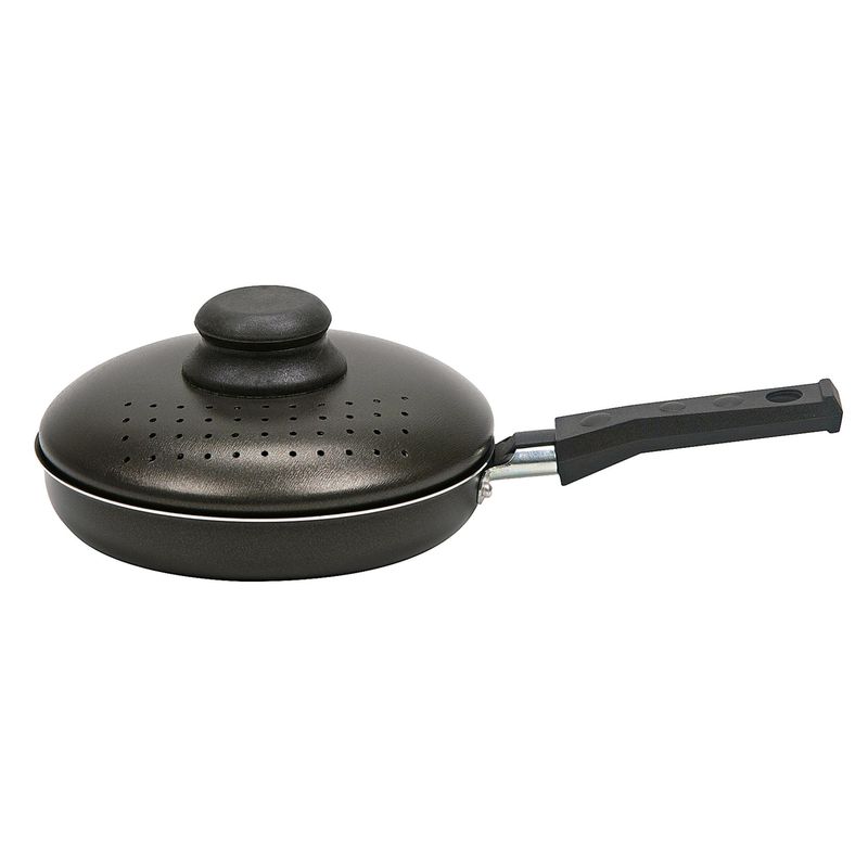 Frigideira-Aluminio-Antiaderente-com-Tampa-Frita-Burguer-Preta-16cm-804016-Fortaleza-Zaffari-00
