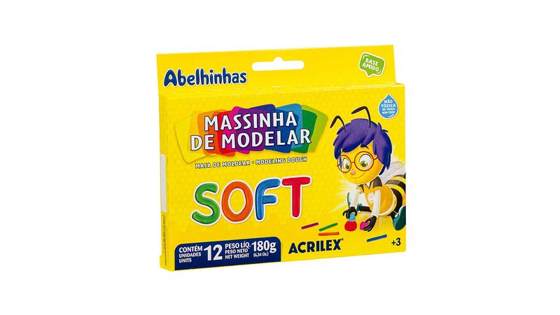 Massa de Modelar Soft Acrilex Abelhinhas 12 Cores - Zaffari