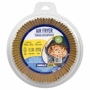 Forma Descartável para Air Fyer Redonda 19,5x4,5 Embalebem 25 unidades