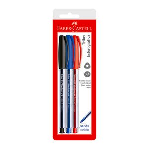 Conjunto com 3 Canetas Esferográficas Transparentes Trilux SM/032 Faber-Castell