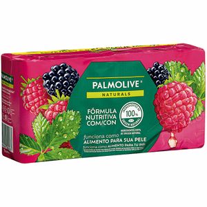 Conjunto com 6 Sabonetes em Barra Palmolive Naturals Toque Nutritivo Framboesa e Amora 85g
