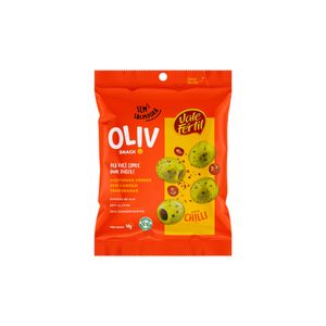Azeitonas Verdes sem Caroço Temperadas Oliv Snack Vale Fértil Chilli 50g