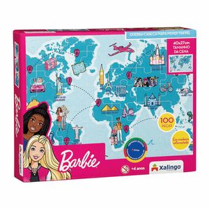 Quebra-Cabeça Barbie Mapa Mundi Travel Xalingo 100 peças