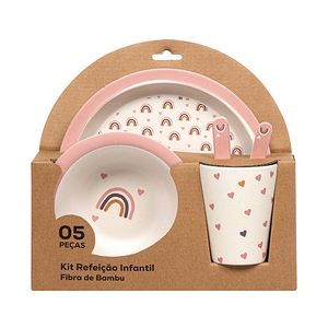 Kit Refeição Infantil Arco-íris Marchand 5 Peças