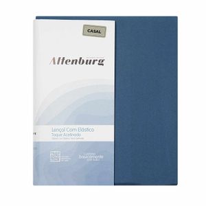 Lençol Casal com Elástico Azul Acetinado Altenburg