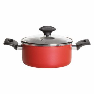 Panela Caçarola Alumínio com Tampa Amora Vermelha 18cm Multiflon
