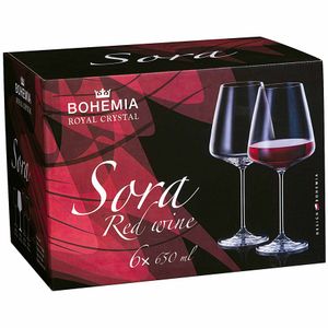 Conjunto Taças de Cristal para Vinho Sora Bohemia 650ml 6 peças