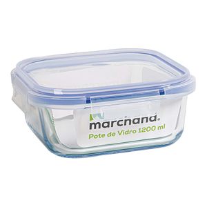 Pote de Vidro Quadrado Hermético com Tampa de Plástico Marchand 1200ml