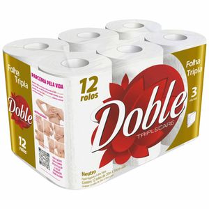 Papel Higiênico Folha Tripla Doble 12 Rolos 20m
