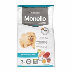 Ração para Cães Monello Cães Filhotes de Raças Pequenas Premium Especial Frango, Carne e ovos 1kg